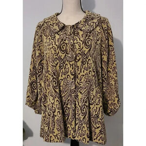 WOMEN'S DIZZY LIZZIE VELOUR SWING JACKET PAISLEY PRINT COTTON BLEND SZ LG